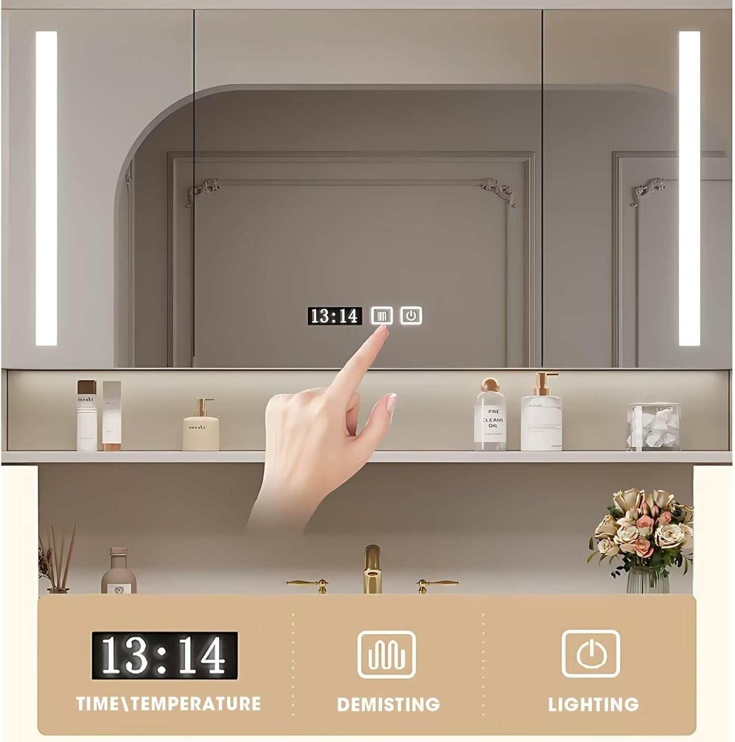 68"Modern Bathroom Vanity Includes Fine Copper Metal Texture Handle