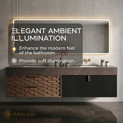 60''-96'' Double Bathroom Vanity with Sink Modern Geometric Drawers Dark Stone Veined