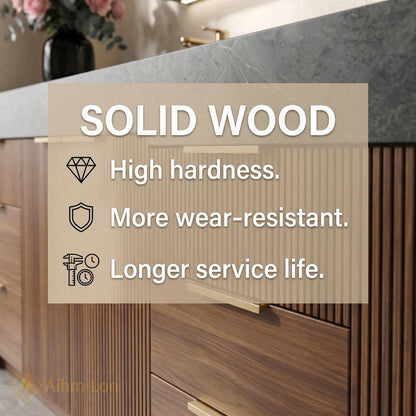 78''-96'' Double Bathroom Vanity with Sink Modern Floating Dark Walnut Slatted Panels