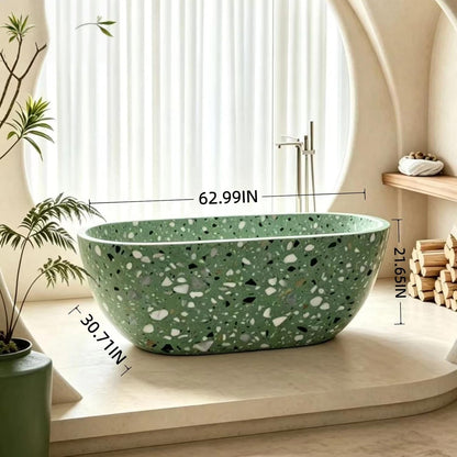 Aihm-Lon Freestanding Bathtubs - Bathtub with Green Oval Design