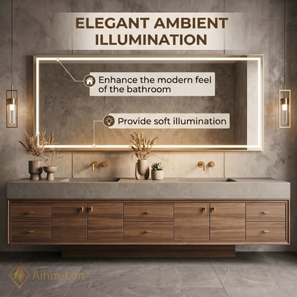 76''-96'' Double Bathroom Vanity with Sink Grey Modern Wood-Grain Sets Concrete Countertop