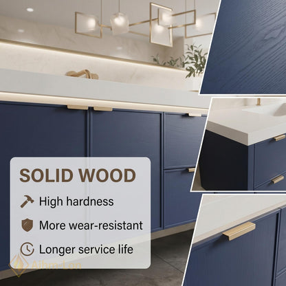 78''-96'' Double Bathroom Vanity with Sink Modern Floating Drawers Storage Matte Navy
