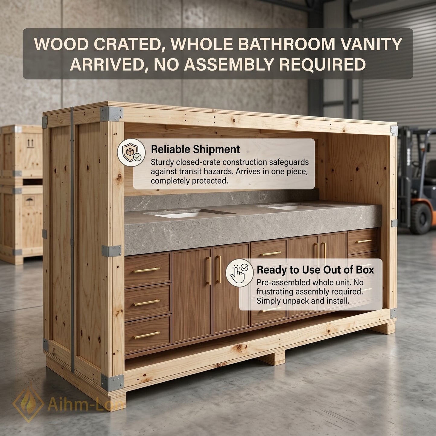 76''-96'' Bathroom Vanity with Sink Floating Base Construction Wood-Grain Drawer Fronts Double