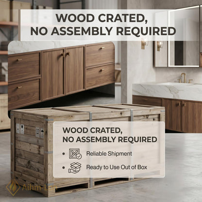76''-96'' Double Bathroom Vanity with Sink Natural Wood Grain Center Open Shelving