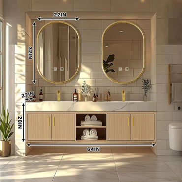 60"-96"Floating Bathroom Vanity with Double Sinks Includes Rock Slabs Countertop