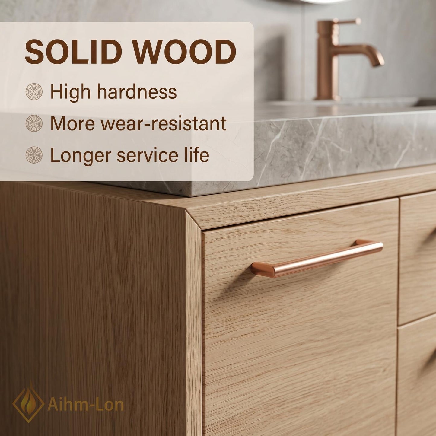 70''-96'' Double Bathroom Vanity with Sink Natural-Wood Modern Floating Drawer Storage