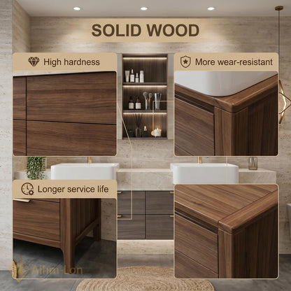 78''-96'' Double Bathroom Vanity with Sink Floating Vanity Wood Grain Finish Dark