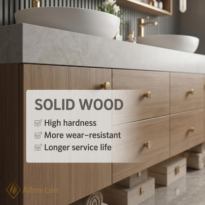 60''-96'' Double Bathroom Vanity with Sink Modern Floating Warm Wood Grain Cabinetry