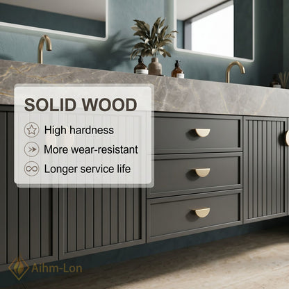 76''-96'' Double Bathroom Vanity with Sink Modern Solid-Wood Wood-Grain Marble-look Stone-Top Drawer-Storage