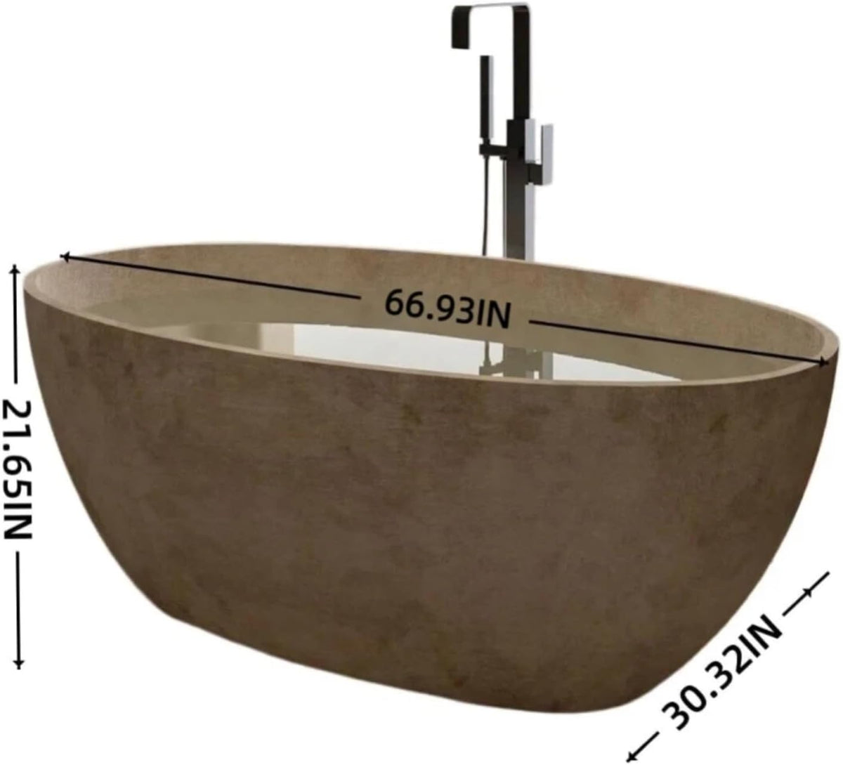 Aihm-Lon Freestanding Bathtubs - Modern Bathtub with Natural Beige Finish