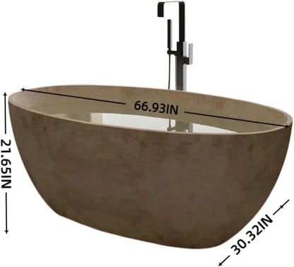 Aihm-Lon Freestanding Bathtubs - Modern Bathtub with Natural Beige Finish