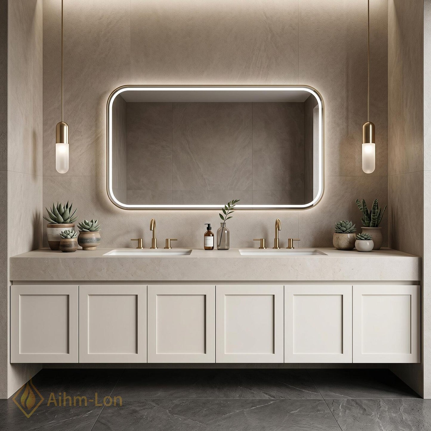 60''-96'' Double Bathroom Vanity with Sink Floating Surface Drawers Modern Elegant Smooth