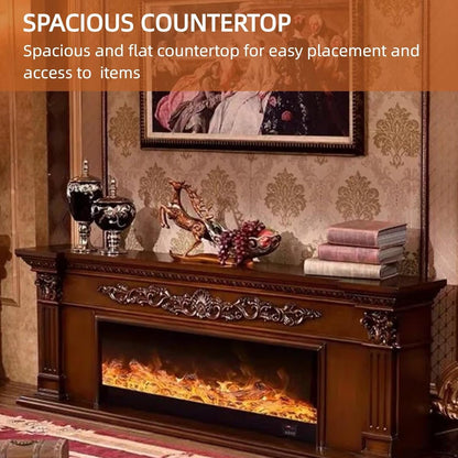 Aihm-Lon White Electric Fireplace with Decorative Flame 79”