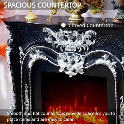 Aihm-Lon Retro Electric Fireplace Includes White European Faux Bricks 59”