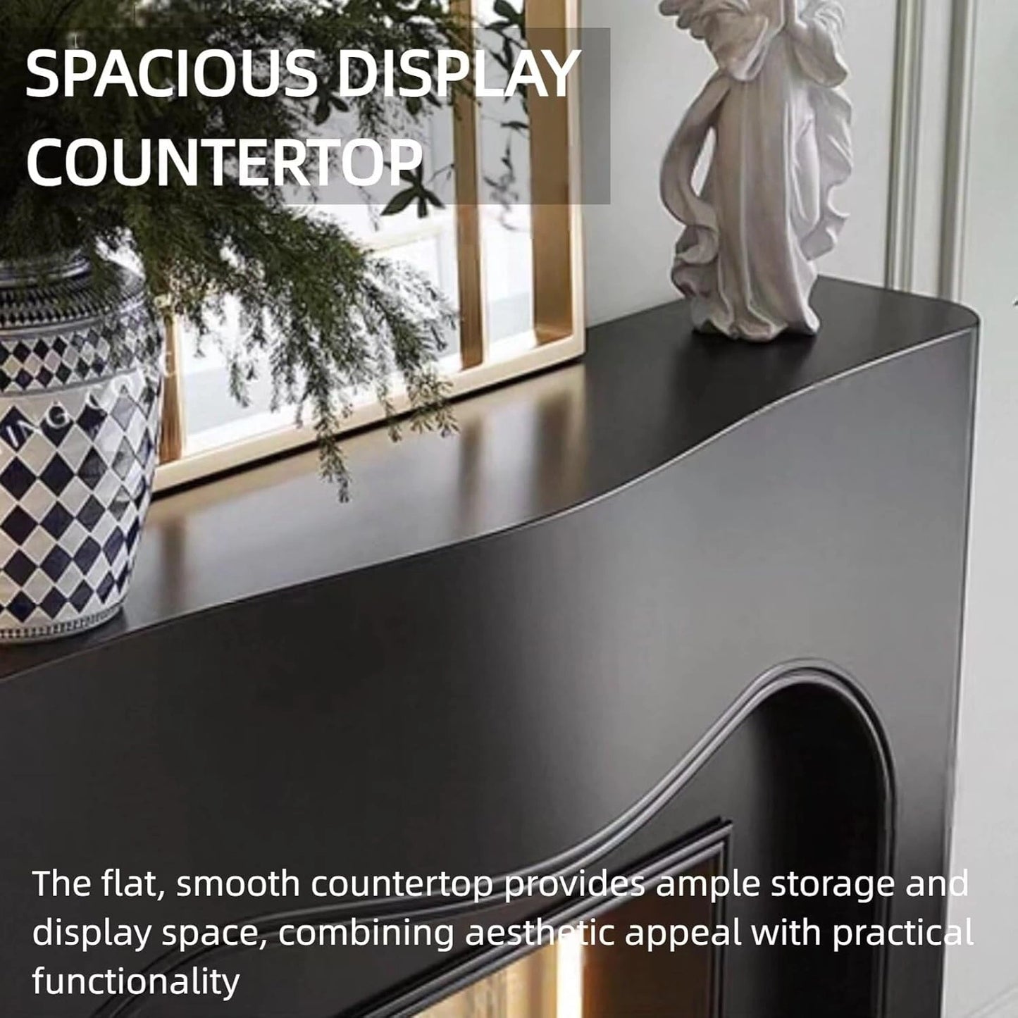 Aihm-Lon Elegant Electric Fireplace Includes Black Modern Wavy Design 42”