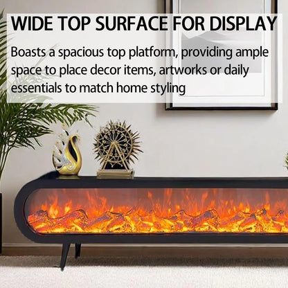 Aihm-Lon Indoor Electric Fireplace White Modern Style with Decorative Faux Flame 79”