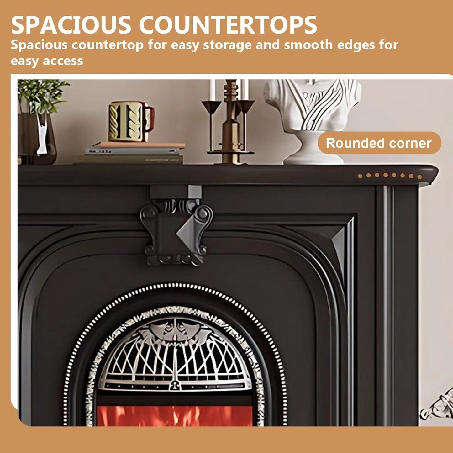 Aihm-Lon Elegant Electric Fireplace with Vintage Birdcage and Faux Flames 39”-59”