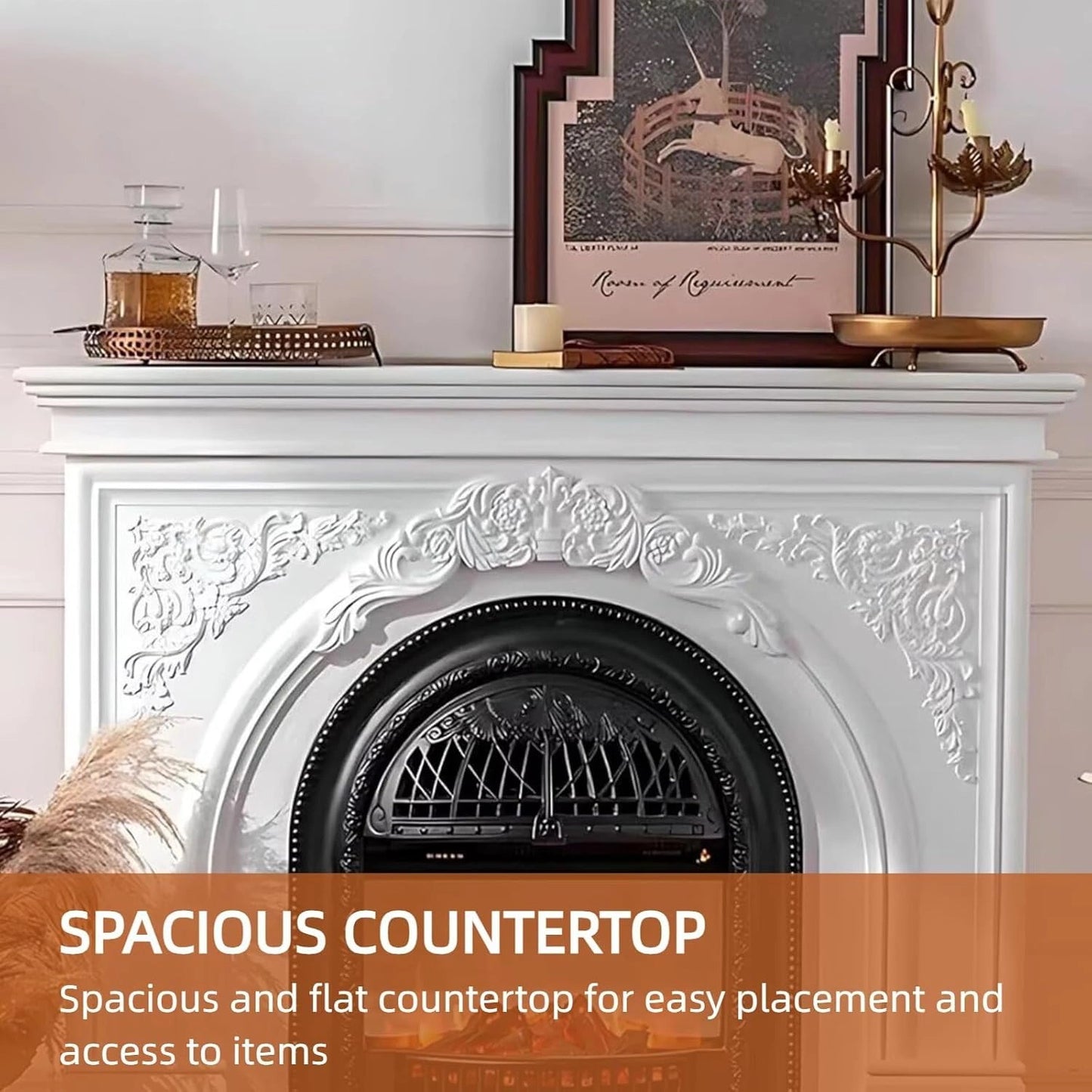 Aihm-Lon Freestanding Electric Fireplace Vintage Tall Chimenea TV Stand 51”