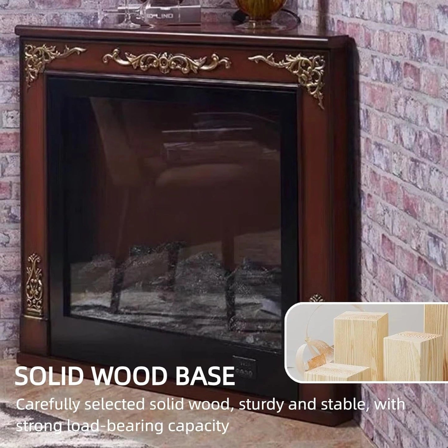 Aihm-Lon Corner Electric Fireplace Includes White Triangular Design 39”