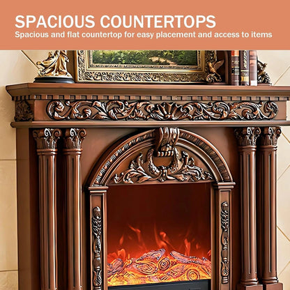 Aihm-Lon Elegant Electric Fireplace with Arched Carved Door Design 59”