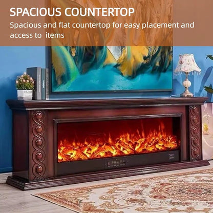 Aihm-Lon Luxury Electric Fireplace Includes Circular Carving with Decorative Flame 79”