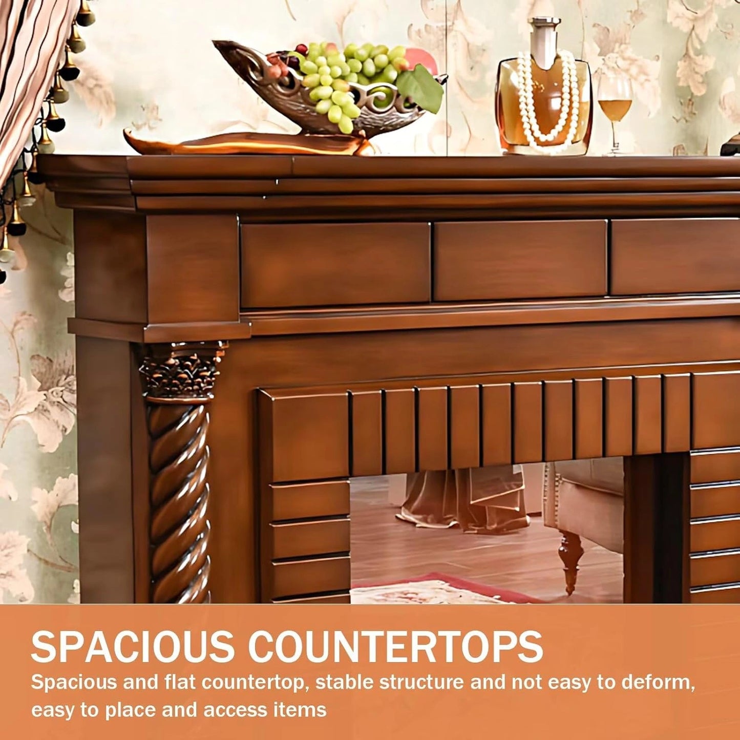 Aihm-Lon Luxurious Electric Fireplace Includes Rotary Thread Design 59”