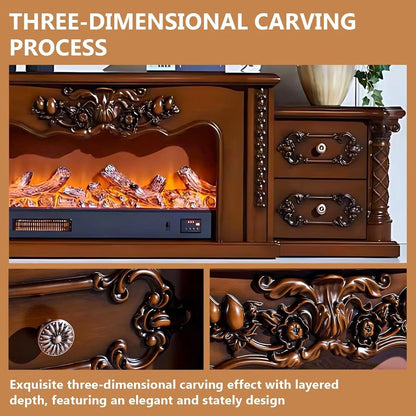 Aihm-Lon Luxury Electric Fireplace with Mantel Includes Vintage Carving 81”