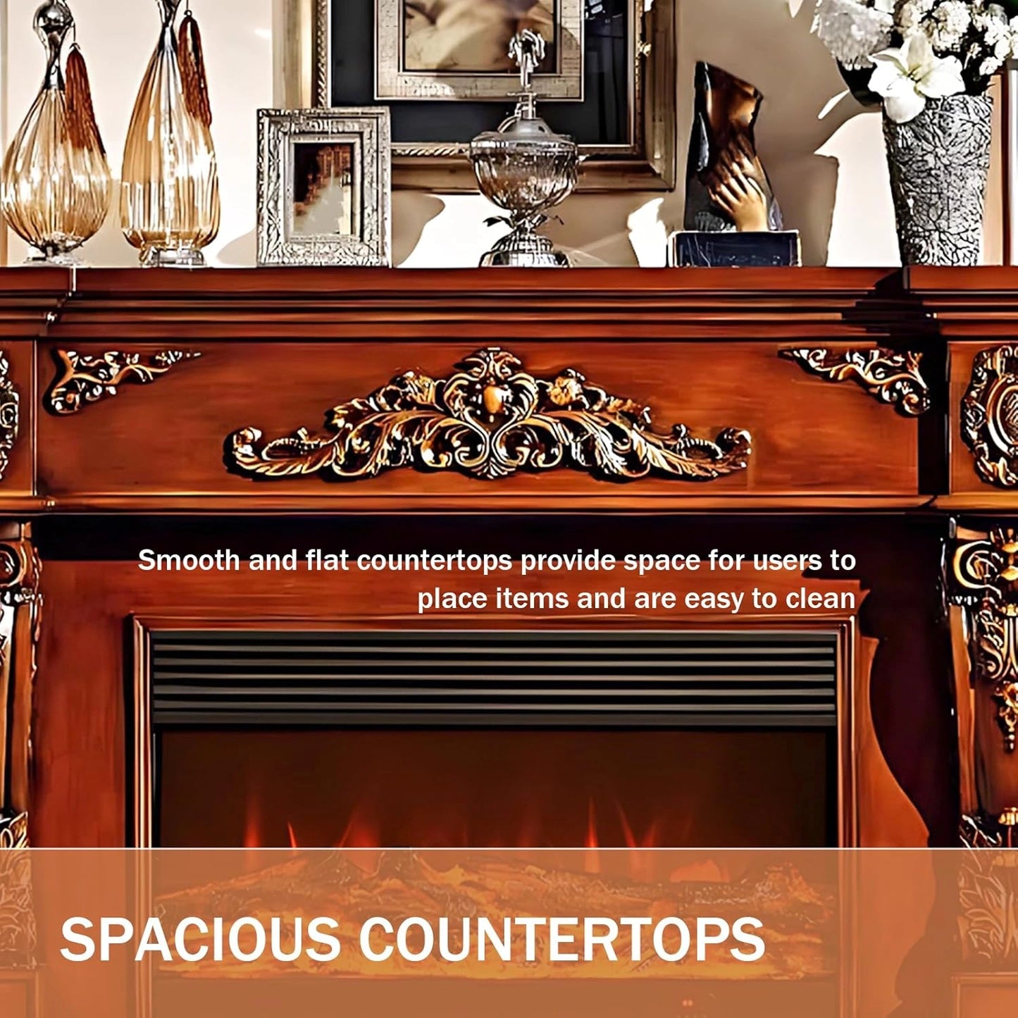 Aihm-Lon Luxury Electric Fireplace with Exquisite Carved Texture 71”