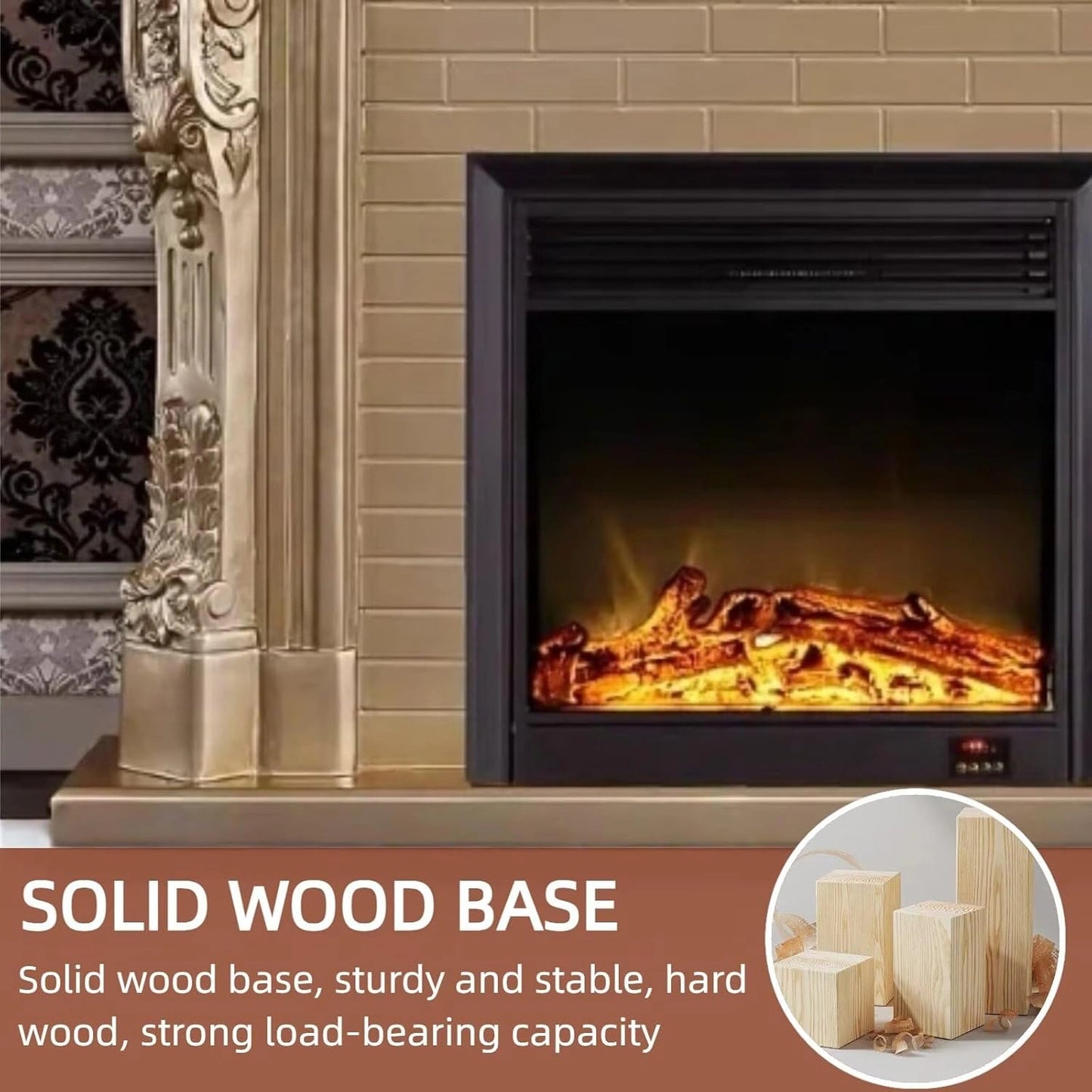 Aihm-Lon Brown Electric Fireplace with LED Simulated Flame 59”