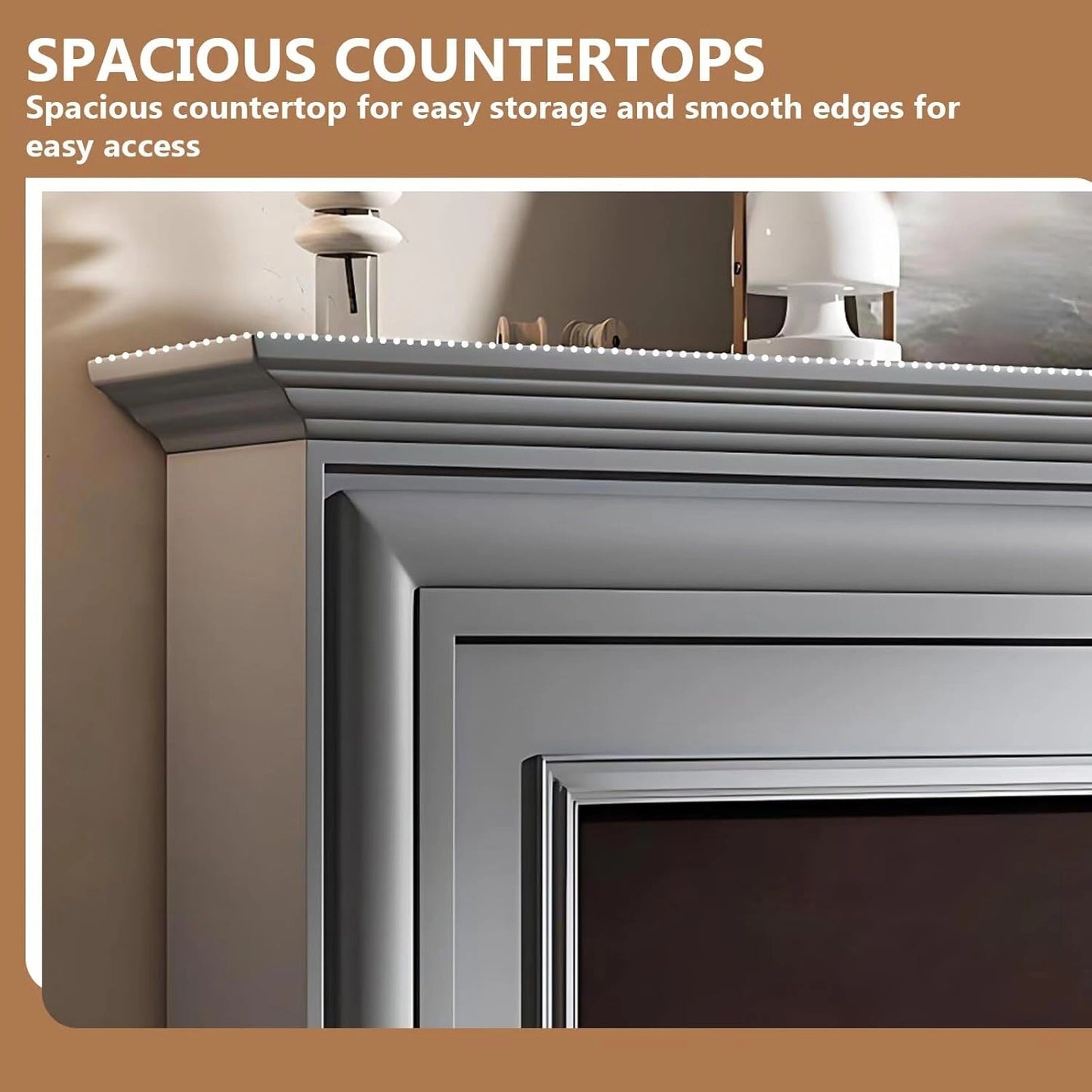 Aihm-Lon Electric Fireplace with Layered Lines White TV Stand 47”