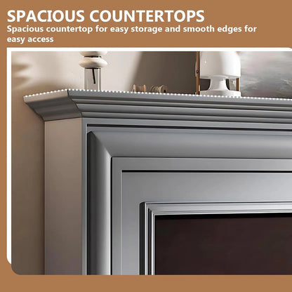 Aihm-Lon Electric Fireplace with Layered Lines White TV Stand 47”