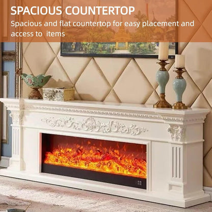 Aihm-Lon White Electric Fireplace with Decorative Flame 79”