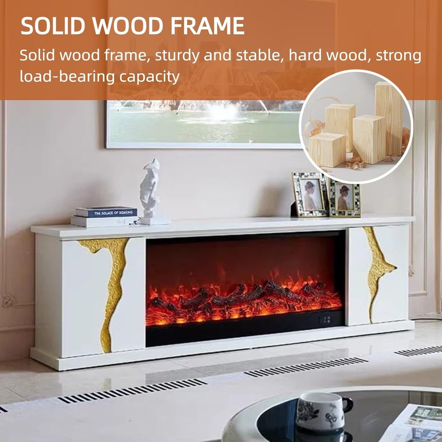 Aihm-Lon Freestanding Electric Fireplace Artistic Crack Design 79”