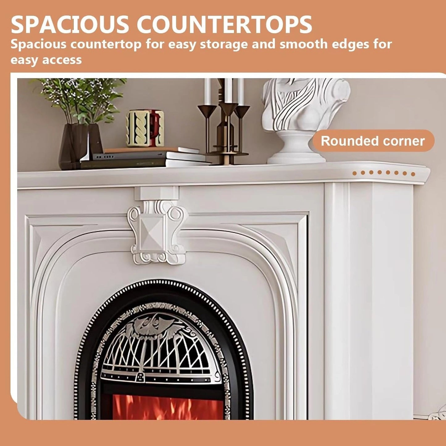 Aihm-Lon Elegant Electric Fireplace with Vintage Birdcage and Faux Flames 39”-59”