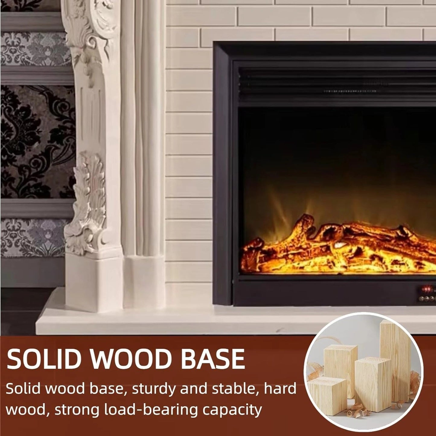 Aihm-Lon Brown Electric Fireplace with LED Simulated Flame 59”