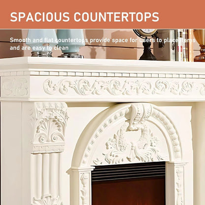 Aihm-Lon Electric Fireplace Includes Exquisite 3D Embossed Flower Design 71”