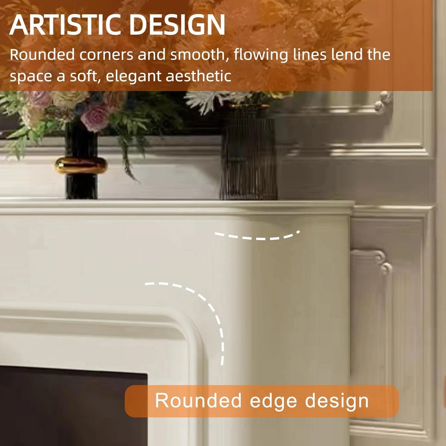 Aihm-Lon Modern Electric Fireplace Curved Corner and Simple Countertop 47”-79”