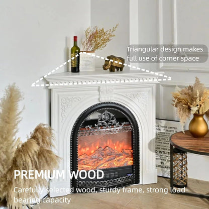 Aihm-Lon Corner Electric Fireplace with Triangular Cabinet and Modern Carving 39”