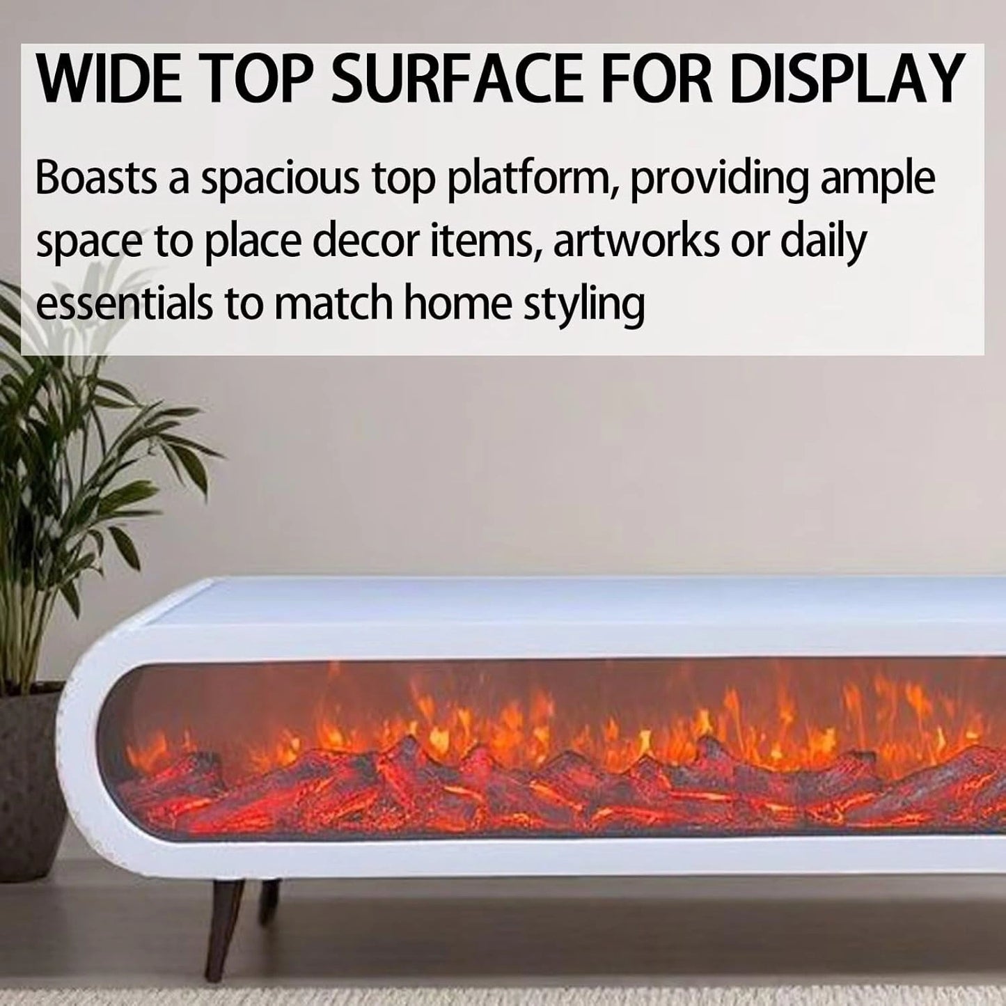 Aihm-Lon Indoor Electric Fireplace White Modern Style with Decorative Faux Flame 79”