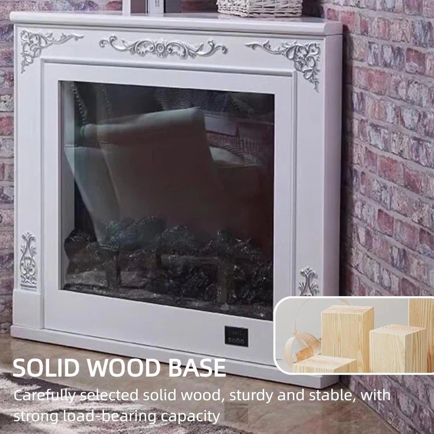 Aihm-Lon Corner Electric Fireplace Includes White Triangular Design 39”