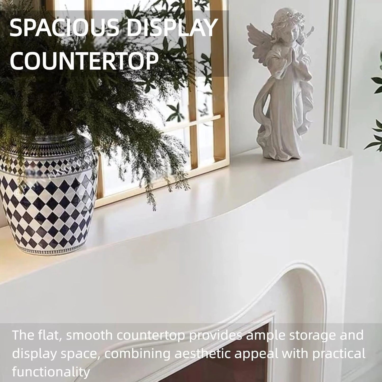 Aihm-Lon Elegant Electric Fireplace Includes Black Modern Wavy Design 42”