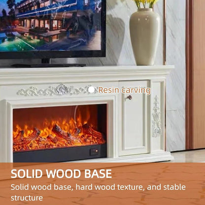 Aihm-Lon Freestanding Electric Fireplace with Classic Carving Faux Flame 79”