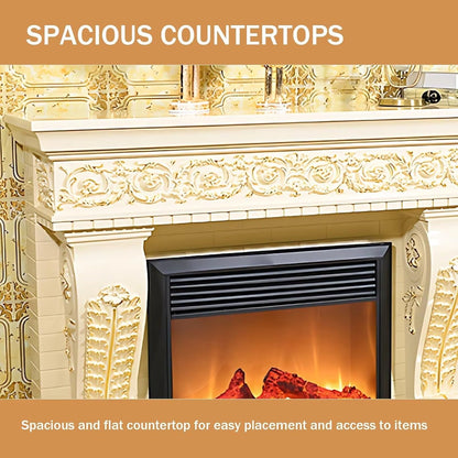 Aihm-Lon Freestanding Electric Fireplace with White Retro Design 59”