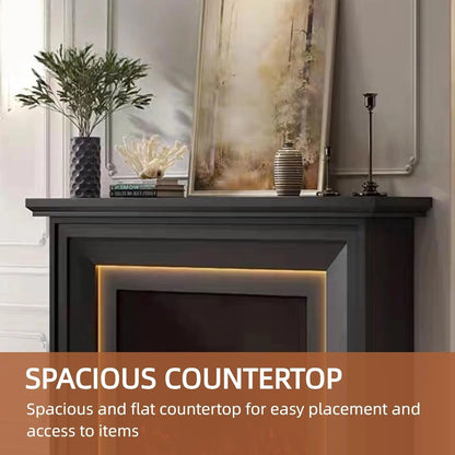 Aihm-Lon Black Electric Fireplace with Spacious Smooth Mantel 47”-59”