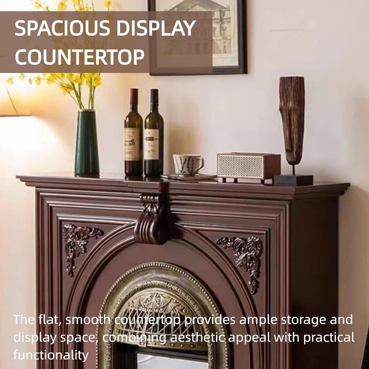 Aihm-Lon Indoor Electric Fireplace with Decorative Real Flame Insert 43”-59”