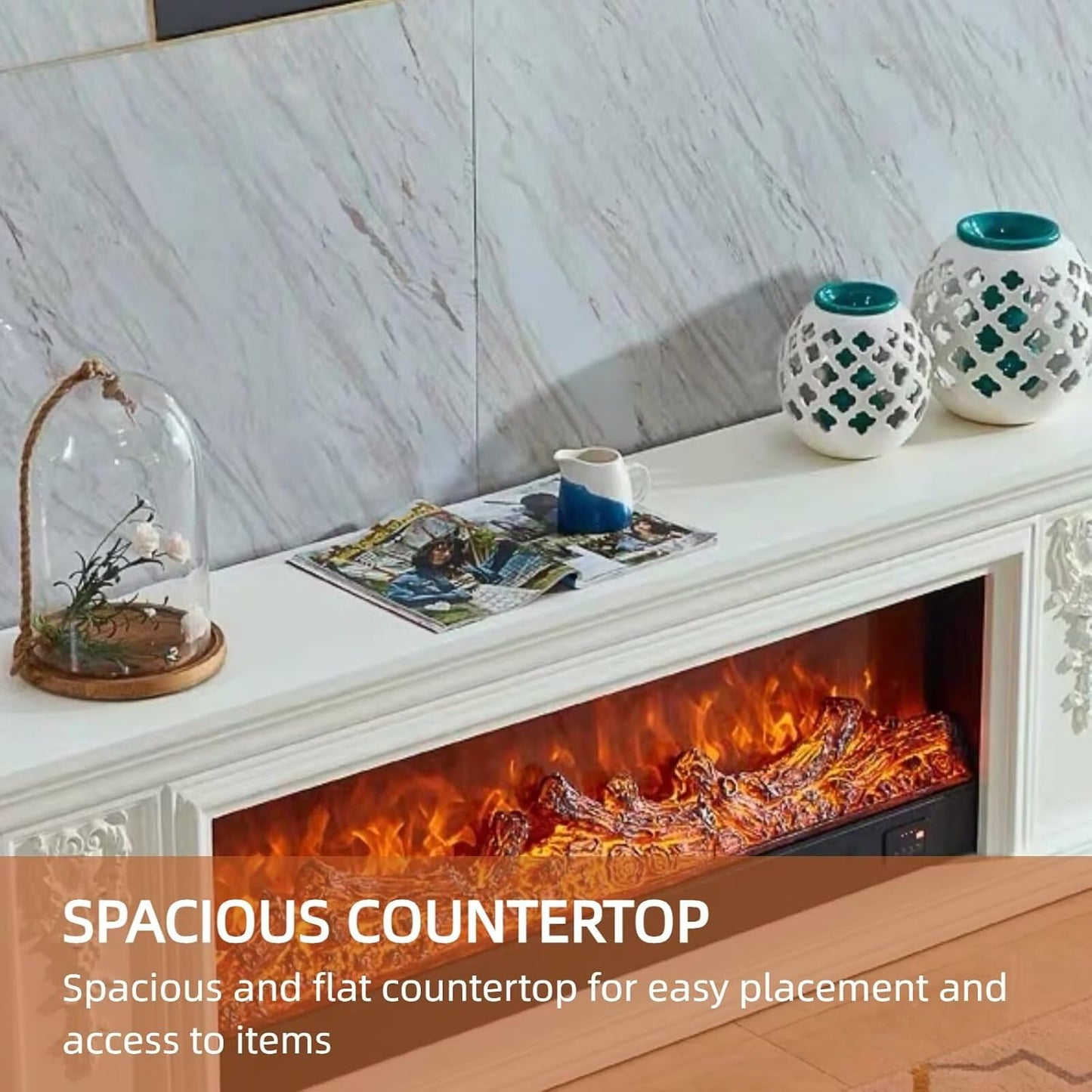 Aihm-Lon Minimalist Electric Fireplace 3D Carving 71”