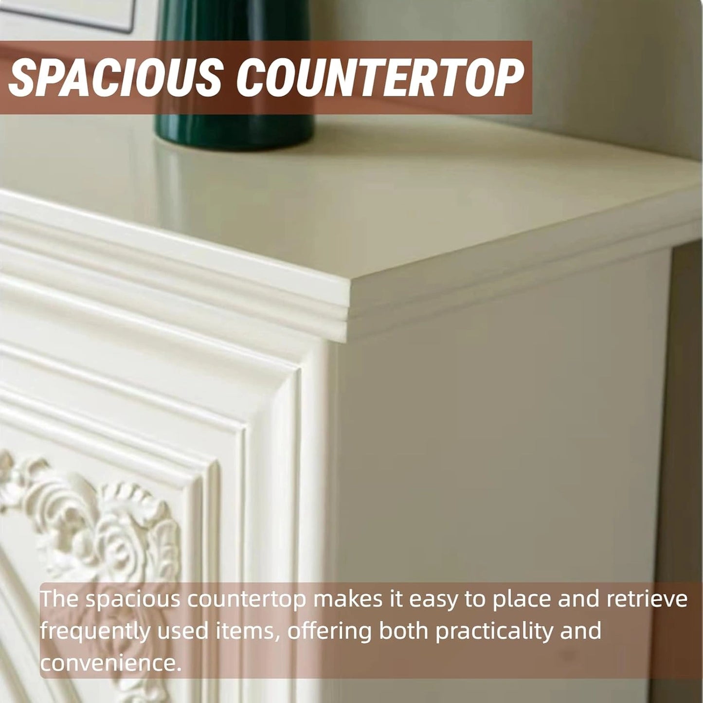 Aihm-Lon Electric Fireplace White Carve Design with Spacious Countertop 43”-51”