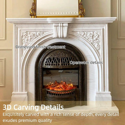 Aihm-Lon Tall Electric Fireplace Includes White Luxury Classic Carving 51”