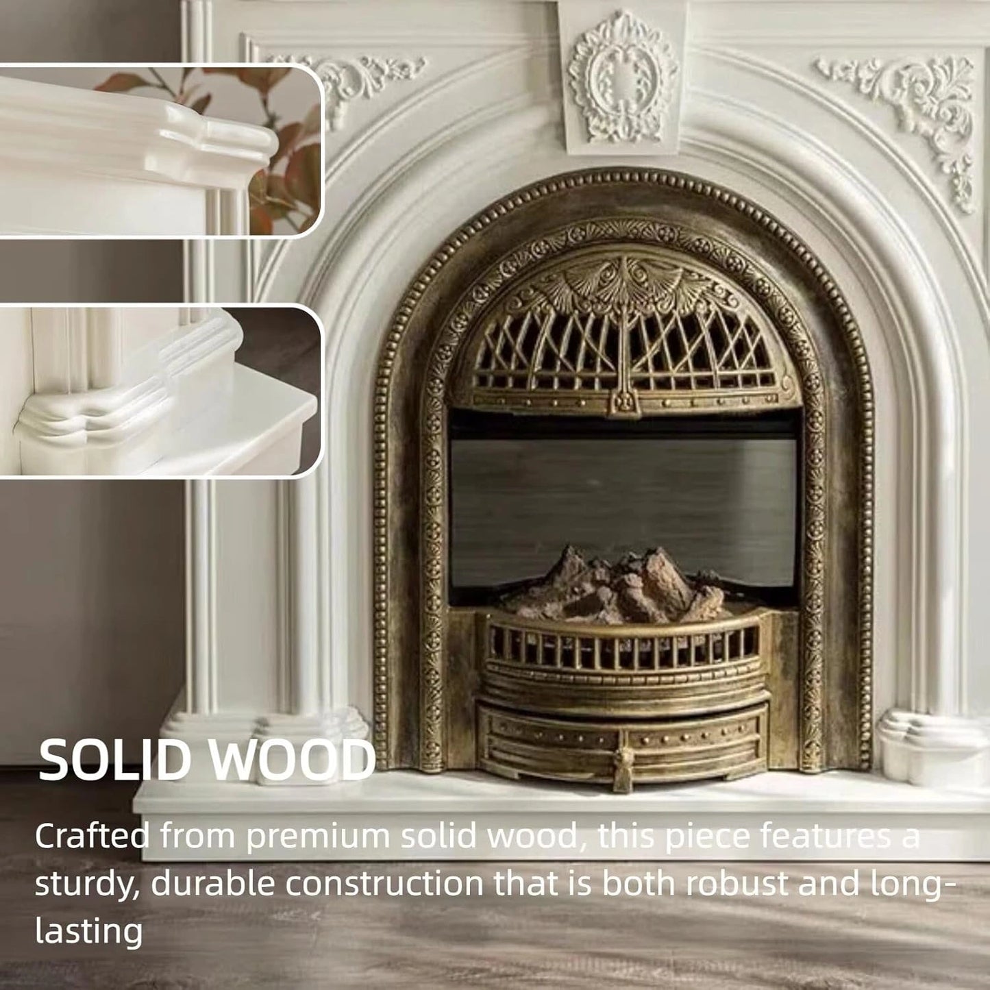 Aihm-Lon Electric Fireplace with Mantel Includes Arched Birdcage 43”-59”