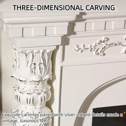 Aihm-Lon Electric Fireplace Includes Ornate Carvings & Double-Column Design 59”